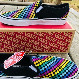 Mens Vans Light Rainbow Checkered Slip-On Shoes-Size‎ 10 -Excellent Condition s-l400.jpg main image 4